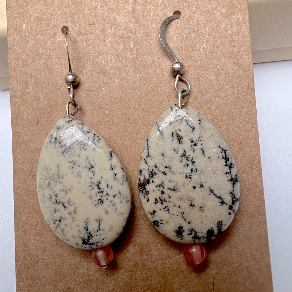 Dendritic Agate Dangling Earrings - image 1